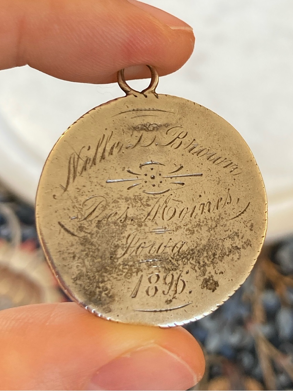 Rare Antique Victorian Love Token Inscribed 1896, Dutch 1793 Silver Coin